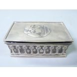 ARTS & CRAFTS SILVER CIGARETTE BOX, London 1901, maker William Hutton & Sons Ltd, 10cms across in