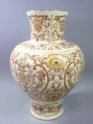 HUNGARIAN WARE - large fine floral decorated bulbous vase with chimney style neck, 29cms H and