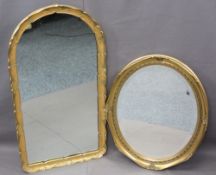 GILT FRAMED WALL MIRRORS (2) including an oval example with bevel edged glass, 60 x 48.5cms with