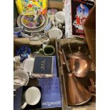 COPPER KETTLE, treen, Wedgwood, Halcyon Days and other china and mixed items