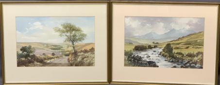 SIDNEY PERRIN watercolours, a pair - countryside scenes, 36 x 54cms both