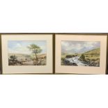 SIDNEY PERRIN watercolours, a pair - countryside scenes, 36 x 54cms both