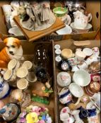 ASSORTED CHINA including egg cup collection, animal figurines, teaware ETC (3 boxes)