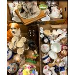 ASSORTED CHINA including egg cup collection, animal figurines, teaware ETC (3 boxes)