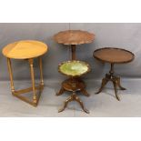 VINTAGE & REPRODUCTION OCCASIONAL TABLES (4) to include a mahogany example with piecrust top on a