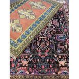 EASTERN (TURKISH) TYPE WOOLLEN CARPETS (2) both multicolour, the larger depicting animals