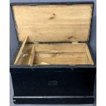 VICTORIAN PAINTED PINE CAPTAIN'S CHEST with iron carry handles and interior candle box, 53.5cms H,