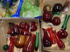 COLOURED & OTHER GLASSWARE (3 boxes)