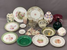 MIXED PARCEL to include old Wedgwood Ribbon plates, Masons, china and glassware, EPNS ETC