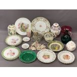 MIXED PARCEL to include old Wedgwood Ribbon plates, Masons, china and glassware, EPNS ETC