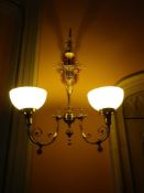 GOOD SET OF SIX BRACKET WALL LIGHTS, reproduction brass and silvered metal, Rococo style with twin