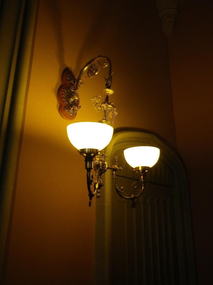 GOOD SET OF SIX BRACKET WALL LIGHTS, reproduction brass and silvered metal, Rococo style with twin - Image 2 of 3