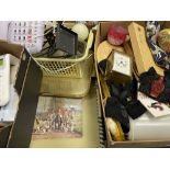 CARRIAGE CLOCK by Samuel, scent bottle and a quantity of household items