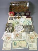 VINTAGE & CURRENT BRITISH & OVERSEAS COINAGE, crowns and banknotes to include a boxed 1951