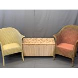 LLOYD LOOM LUSTY FURNITURE, 3 items to include two armchairs, one pink and gilt, the other cream