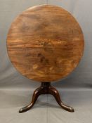 19TH CENTURY MAHOGANY TILT-TOP TRIPOD TABLE, 82.5cms diameter top on a bulbous turned column and