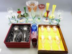 ROYAL BRIERLEY BOXED WINE GLASSES, other boxed set and an assortment of other coloured and