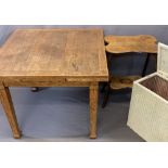 OAK DRAWLEAF TABLE, 75cms H, 91cms W, 91cms D (152cms W open), an occasional two-tier shaped