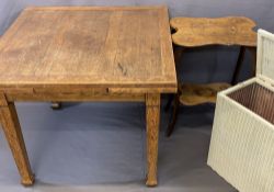 OAK DRAWLEAF TABLE, 75cms H, 91cms W, 91cms D (152cms W open), an occasional two-tier shaped