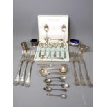 MIXED QUANTITY OF SILVER & EPNS WARE to include four various hallmarked silver condiment items and