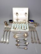 MIXED QUANTITY OF SILVER & EPNS WARE to include four various hallmarked silver condiment items and