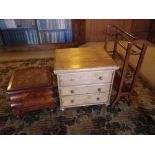 ANTIQUE PINE CHEST COMMODE, Victorian mahogany step commode and a mahogany towel airer, 61.5cms H,