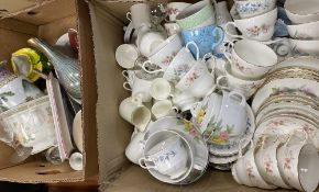 DUCHESS 'GLEN', GAINSBOROUGH and other teaware and pottery, china and glassware (2 boxes)