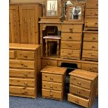 EXTENSIVE GROUP OF MODERN PINE BEDROOM FURNITURE ITEMS (11) to include a two door wardrobe