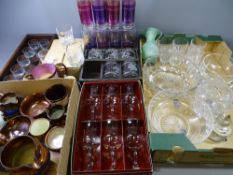 BOXED DRINKING GLASSWARE including Portmeirion, also copper lustre and similar items