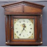 EDWARD RICHARDS DOLGELLY INLAID OAK LONGCASE CLOCK, 12in square painted dial with date aperture,
