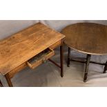 GEORGIAN MAHOGANY SIDE TABLE and a vintage folding oak coaching table, the side table with single