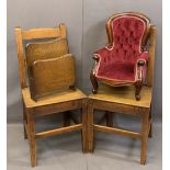 ANTIQUE & LATER FURNITURE PARCEL, four items to include a pair of circa 1840 oak farmhouse chairs,