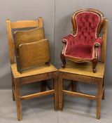 ANTIQUE & LATER FURNITURE PARCEL, four items to include a pair of circa 1840 oak farmhouse chairs,