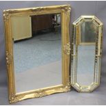 ITALIAN STYLE REPRODUCTION CUSHION MIRROR and one other, 79 x 30.5cms and 90.5 x 64.5cms