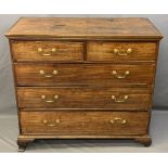 GEORGIAN MAHOGANY CHEST of two short over three long drawers, pine lined with replacement brass