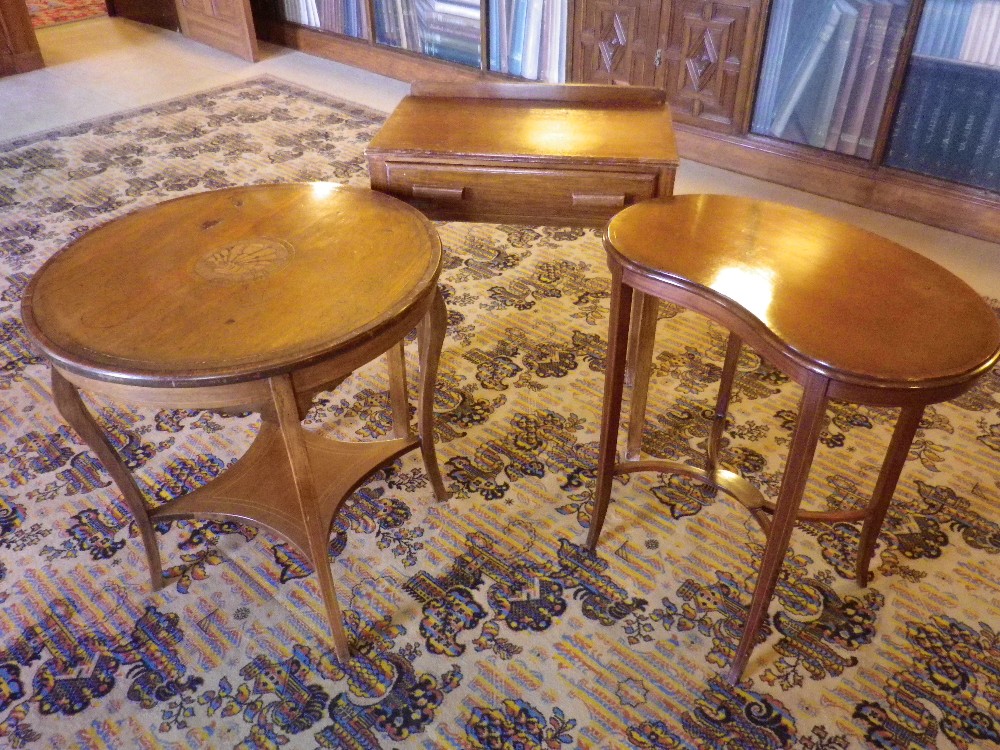 ANTIQUE & LATER SIDE TALBES (3) to include a circular top crossbanded and inlaid mahogany side table