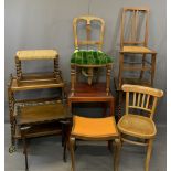 VINTAGE & LATER FURNITURE PARCEL, 9 items to include three tier oak barley twist tea trolley