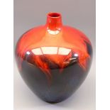 ROYAL DOULTON FLAMBE BULBOUS VASE, 23.5cms H