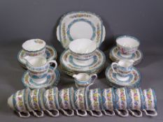 CROWN STAFFORDSHIRE FLORAL DECORATED TEAWARE approximately 40 pieces