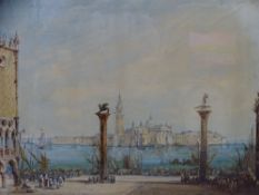 W H LITTLEWOOD watercolour - Venetian Scene, 62 x 93cms (evidence of foxing and stress related