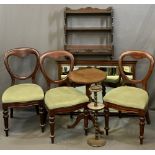 VINTAGE FURNITURE PARCEL, 6 items to include three Victorian mahogany balloon back salon chairs with