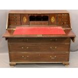 GEORGE IV MAHOGANY FALL FRONT BUREAU having a well fitted interior of central pigeonholes with