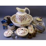 VICTORIAN WASH BASIN & JUG SET, Studio pottery, assorted Staffordshire pottery, paperweight ETC