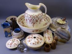 VICTORIAN WASH BASIN & JUG SET, Studio pottery, assorted Staffordshire pottery, paperweight ETC