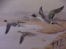 PHILIP SNOW limited edition print - Mattraeth with geese in flight, signed in pencil, 30 x 44cms