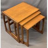 MID-CENTURY G PLAN TEAK NEST OF THREE TABLES, 49cms H, 53.5cms W, 43cms D the largest