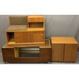 STYLISH MID-CENTURY MIXED WOODS COFFEE TABLE and two further mid-century items including a teak