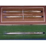 CROSS - Vintage 12ct Gold-filled Cross Century ballpoint pen and pencil set. In a Cross box and