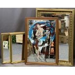 MIRRORS - a large gilt framed bevel edged, 103cms H, 71cms W, 'La Roche' Parfum advertising