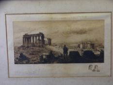 TRISTRAM ELLIS antique print No 10 - The Acropolis, signed in pencil, 27 x 47cms